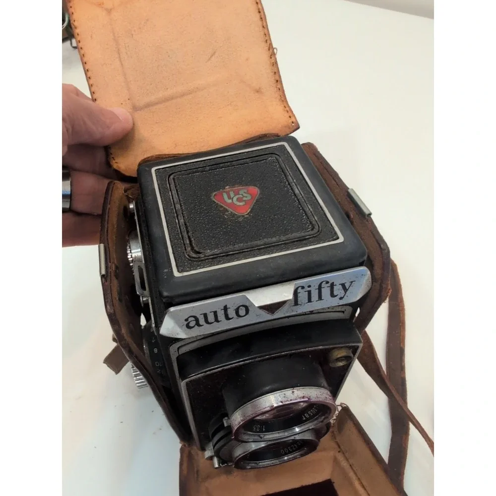Auto Fifty Twin Lenses TLR Camera w/BIOKOR & TRI LAUSAR 80mm f3.5 LENSES Vtg